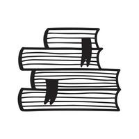 Stack of Books in doodle style. A Stack of Books, textbooks, notepads for reading. Vector illustration.