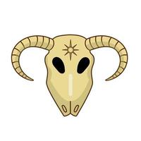 Drawing of a ram's skull. Vector flat illustration. Magic and Halloween illustration.