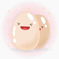 Cute eggs vector icon illustration. Eggs sticker cartoon logo. Food icon concept.  Flat cartoon style suitable for web landing page, banner, sticker, background. Kawaii eggs.