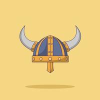 Ilustración de icono de vector de casco vikingo. vectores medievales. estilo de caricatura plano adecuado para la página de inicio web, pancarta, volante, pegatina, papel tapiz, fondo