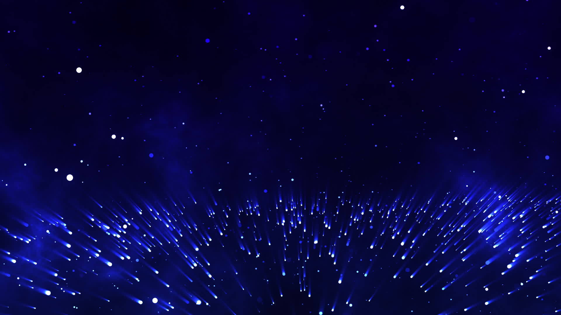 Abstract particle background animation on the dark night blue sky