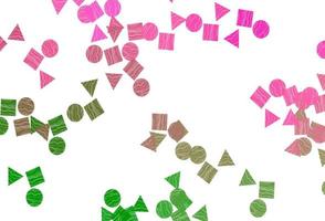 Light Pink, Green vector texture in poly style with circles, cubes.