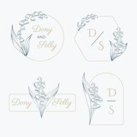 flower Lily of the valley logo set vector