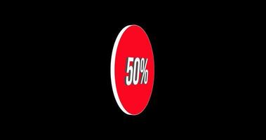 Banner de super venda animado 3D com 50% de desconto. banner de compras com desconto de oferta especial. canal alfa. video