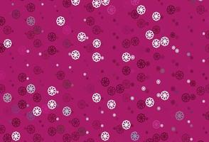 Light Pink vector texture with colored snowflakes.