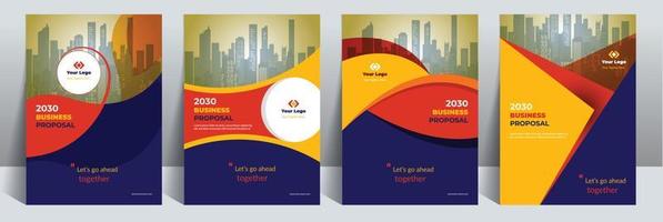 Orange Blue Proposal Catalog Cover Design Template adept to multipurpose Project vector