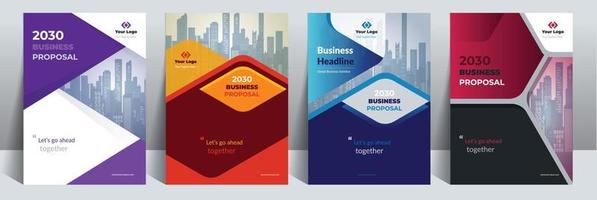 Business Proposal Catalog Cover Design Template adept to Multipurpose Project vector