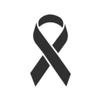 Awareness ribbon glyph icon. Public awareness to disability. Support fight against problem. Piece ribbon folded in loop. Silhouette symbol. Negative space. Vector isolated illustration