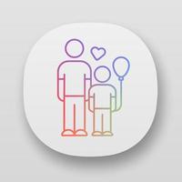 icono de la aplicación de ayuda para huérfanos. programa de adopción de niños. Programa de apoyo al voluntariado para niños sin madre. orfanato. interfaz de usuario ui ux. aplicaciones web o móviles. Ilustraciones de vectores aislados