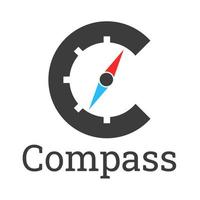 Letter C compass logo vector