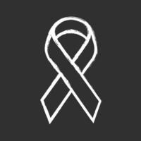 Awareness ribbon chalk icon. Public awareness to disability, medical conditions and health. Support fight against problem. Short piece ribbon folded in loop. Isolated vector chalkboard illustration