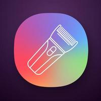 Hair clipper app icon. Electric hair trimmer. Haircutting machine. Professional man hairstyling. Hairdresser tool. UI UX user interface. Web or mobile application. Vector isolated illustration