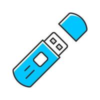 USB flash drive, external data storage color icon. Portable electronic device isolated vector illustration. Wireless computer technology, PC accessory. Compact memory hardware, cryptographic key