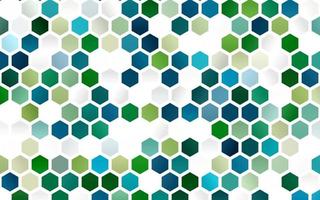 Light Blue, Green vector cover with set of hexagons.