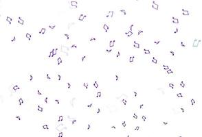 textura de vector de color púrpura claro con notas musicales.
