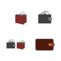 set of wallet money vector