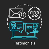 Testimonials chalk concept icon. Decision making content idea. Consumer recommendation, positive review. Social proof. Influencer, referral marketing strategy. Vector isolated chalkboard illustration