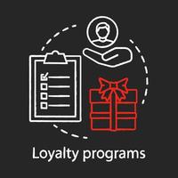 Loyalty programs chalk concept icon. Referral rewards, bonuses idea. Decision making content. Marketing strategy. Customers attraction. Vector isolated chalkboard illustration