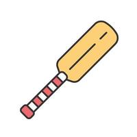 Cricket bat color icon. Equipment for batsmen. Wooden flat block with long handle. Professional sports accessory. Outdoor game gear. International sport. Isolated vector illustration