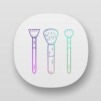 Makeup tools, cosmetic accessories app icons set. UI UX user interface. Feminine fashion, beautician equipment. Web or mobile applications. Beauty shop products Vector isolated illustrations