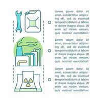 plantilla de vector de página de artículo de problemas ambientales. Problemas globales. folleto, revista, elemento de diseño de folleto con cuadros de texto. contaminación. diseño de impresión. ilustraciones conceptuales con espacio de texto