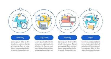 Time period vector infographic template. Morning, day, evening, night. Data visualization with four steps and options. Process timeline chart. Workflow layout