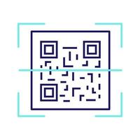 QR code scanning color icon. 2D code reading app. Matrix barcode scanner. Two-dimensional barcode. Isolated vector illustration