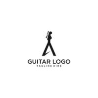 Ilustración de stock vectorial de diseño de logotipo de printguitar. logotipo de la tienda de guitarras vector