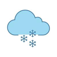 Light snow color icon. Winter. Snowy weather. Cloud and snowflake. Weather forecast. Isolated vector illustration