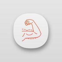 icono de la aplicación de cirugía de elevación del brazo masculino. braquioplastia para hombres. cirugía plástica para hombre. remodelación quirúrgica del brazo. interfaz de usuario ui ux. aplicación web o móvil. ilustración vectorial aislada vector