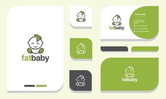 Ilustración de icono de vector de logotipo de hoja de bebé. logotipo y tarjeta de visita