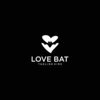 Ilustración de vector de amor de logotipo de murciélago creativo, plantilla de logotipo,