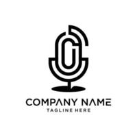 illustration vector graphic logo podcast in line style modern