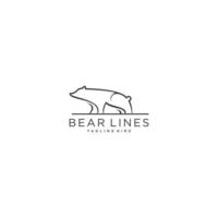 Bear logo template, line art animal vector