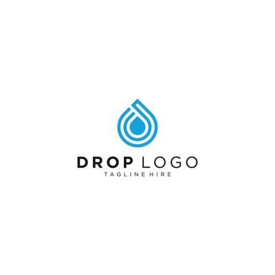 Water drop Logo design vector template Linear style. Blue Droplet lines aqua Logotype icon