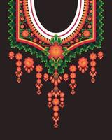 ropa y abrigos. diseño de bordado de collar floral para mujeres de moda. patrón de flores tradicional bordado con hermosos colores geométricos étnicos orientales para el escote vector