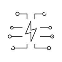 Device charging linear icon. Lightning bolt. Thin line illustration. Power saving mode. Contour symbol. Vector isolated outline drawing