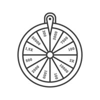 Wheel of fortune linear icon. Roulette. Lucky wheel. Thin line illustration. Contour symbol. Vector isolated outline drawing