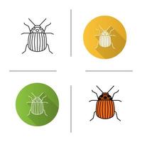 Colorado beetle icon. Flat design, linear and color styles. Insect pest. Potato bug. Isolated vector illustrations