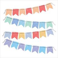 Watercolor colorful bunting flags clipart collection for decoration vector