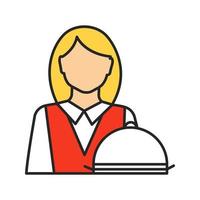 Waitress color icon. Restaurant worker. Isolated vector illustration