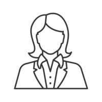 Office worker linear icon. Businesswoman, admin, manager, secretary, receptionist. Thin line illustration. Contour symbol. Vector isolated outline drawing