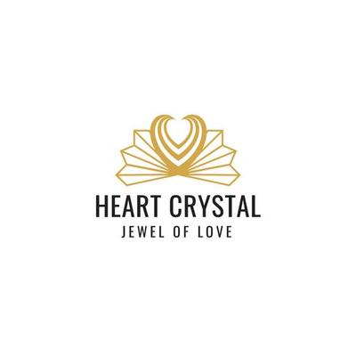 crystal  with heart shaped icon logo design illustration