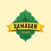 islamic badge in green and yellow color vector