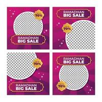 Editable templates for promotions on the Ramadan holidays, for post on social media, there is space for product photos in rounded form. vector