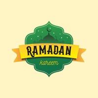 islamic badge in green and yellow color vector