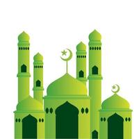 vector illustration of green mosque in white background