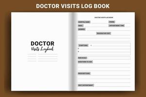 Doctor Visits Log Book, Health Care Log Book and medical Tracker. Doctor visiting logbook. Male doctor line art with stethoscope vector. Medical notebook. Medical Visit Log Book. vector