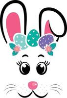 The face of the Easter bunny with a wreath of eggs vector