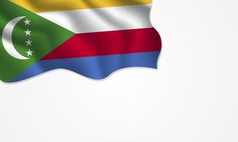 Comoras bandera ondeando ilustración con copia espacio sobre fondo aislado vector